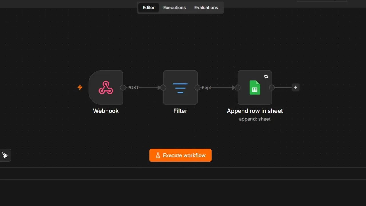 n8n testing sandbox interface tracking local database updates and inbound webhook payloads